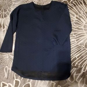 3/4 sleeve double pocket NAVY blue sweater